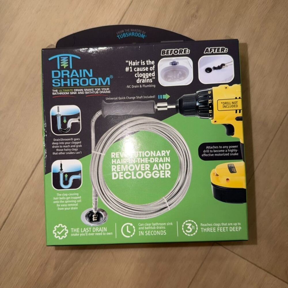 DrainShroom Revolutionary Hair-in-the-Drain Remover & Declogger Drill Attachment